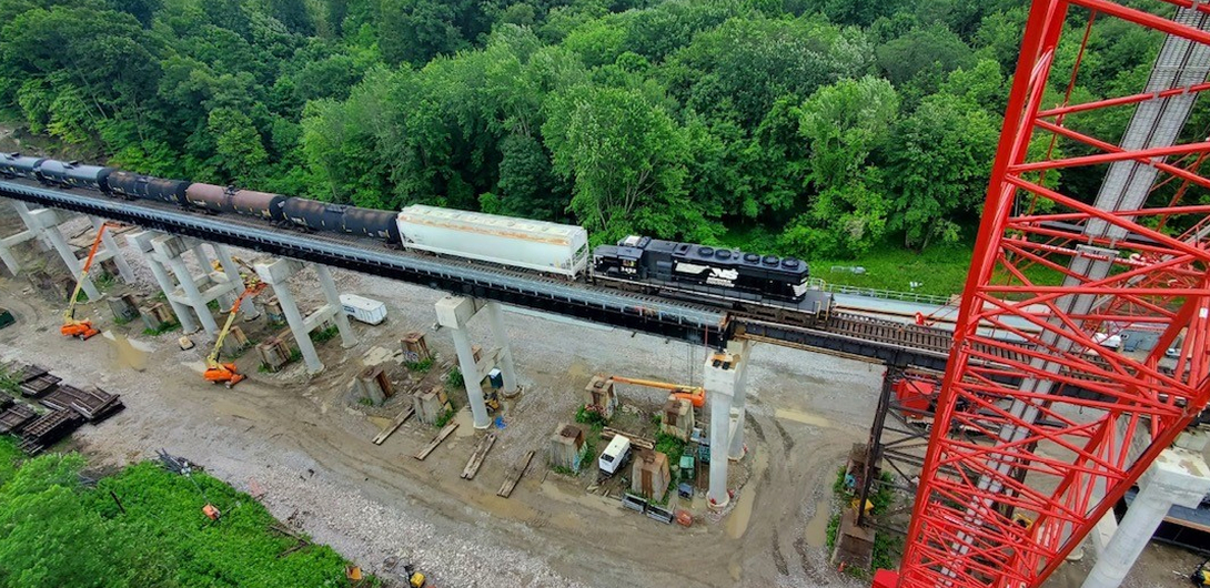 Construction on the Norfolk Southern Conneaut Creek Bridge by Mascaro Construction