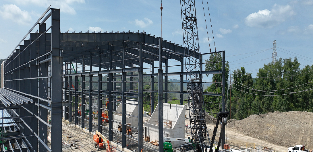 Construction on the Perryman Co. Melt Shop PEMB and Building Foundations by Mascaro